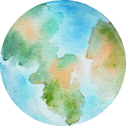 Hand-Painted Watercolor Space Galaxy Earth Blue and Green Planet